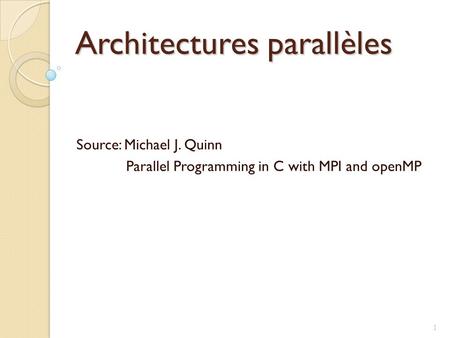 Architectures parallèles