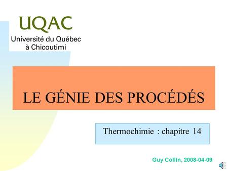 Thermochimie : chapitre 14