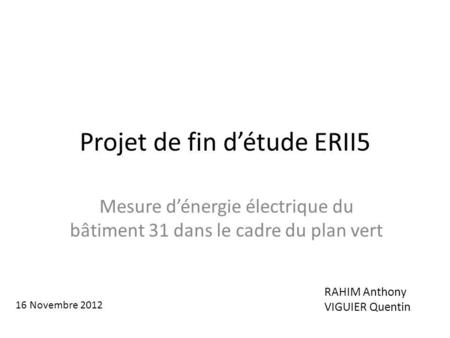 Projet de fin d’étude ERII5