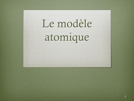Le modèle atomique.