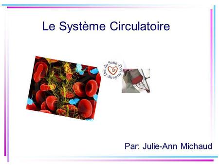 Le Système Circulatoire Par: Julie-Ann Michaud. Introduction Pourrait-on se noyer dans notre corps car les liquides prennent 90% de lespace. Le sang,