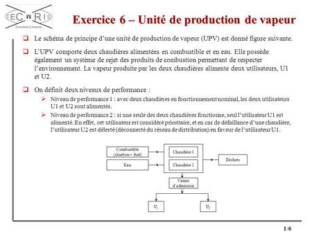Exercice 6 – Unité de production de vapeur