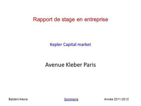 Avenue Kleber Paris Rapport de stage en entreprise