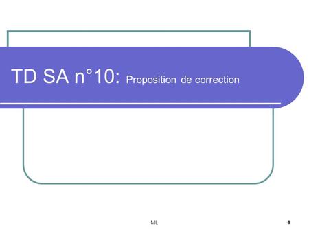 TD SA n°10: Proposition de correction