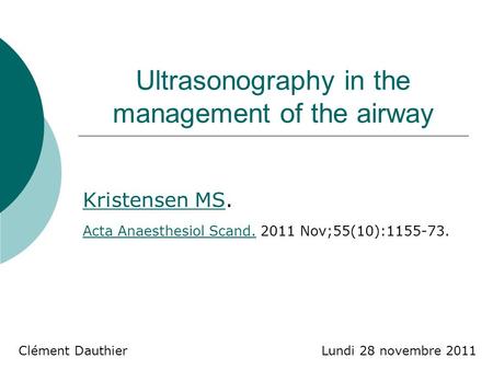Ultrasonography in the management of the airway