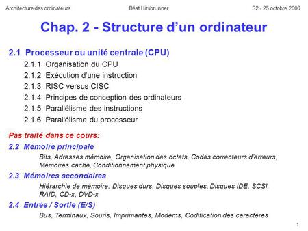 Chap. 2 - Structure d’un ordinateur