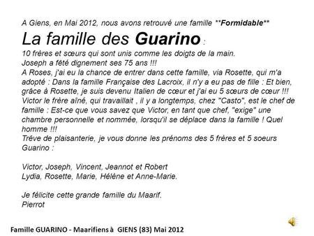 Famille GUARINO - Maarifiens à GIENS (83) Mai 2012