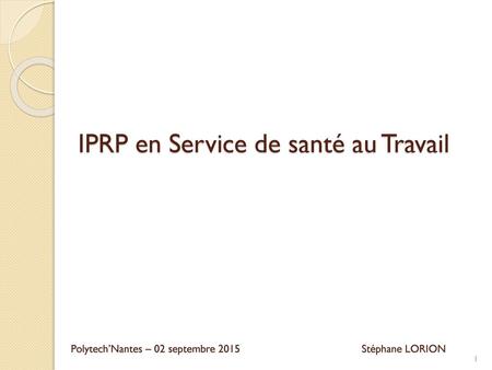 IPRP en Service de santé au Travail
