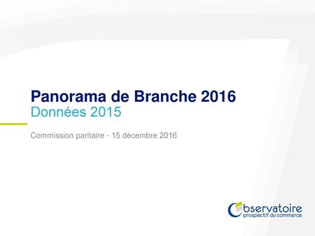 Panorama de Branche 2016 Données 2015