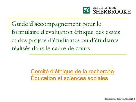 Comité d’éthique de la recherche Éducation et sciences sociales