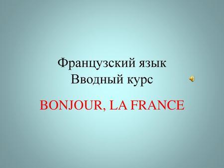 Французский язык Вводный курс