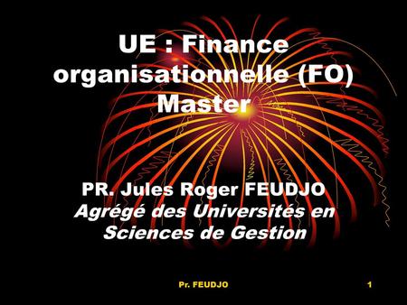 UE : Finance organisationnelle (FO) Master PR