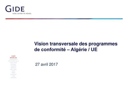 Vision transversale des programmes de conformité – Algérie / UE