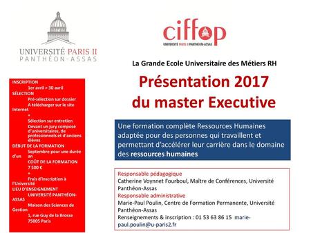 Présentation 2017 du master Executive