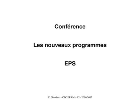 Conférence Les nouveaux programmes EPS