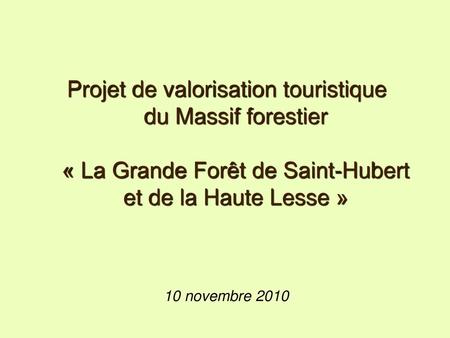 Projet de valorisation touristique du Massif forestier « La Grande Forêt de Saint-Hubert et de la Haute Lesse » 10 novembre 2010.