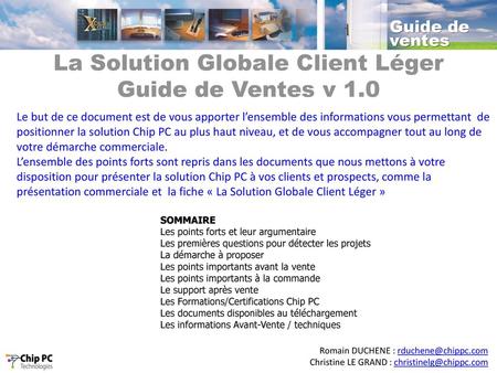 La Solution Globale Client Léger Guide de Ventes v 1.0