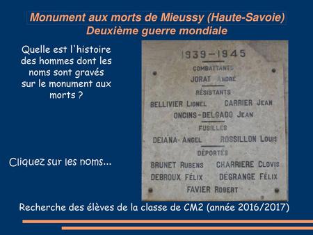 Monument aux morts de Mieussy (Haute-Savoie) Deuxième guerre mondiale