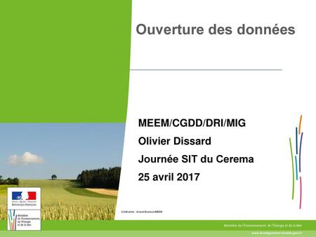 MEEM/CGDD/DRI/MIG Olivier Dissard Journée SIT du Cerema 25 avril 2017