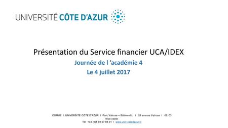 Présentation du Service financier UCA/IDEX