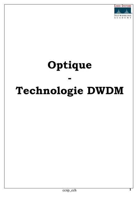 Optique - Technologie DWDM