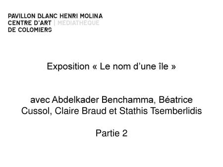 Exposition « Le nom d’une île » avec Abdelkader Benchamma, Béatrice Cussol, Claire Braud et Stathis Tsemberlidis Partie 2.