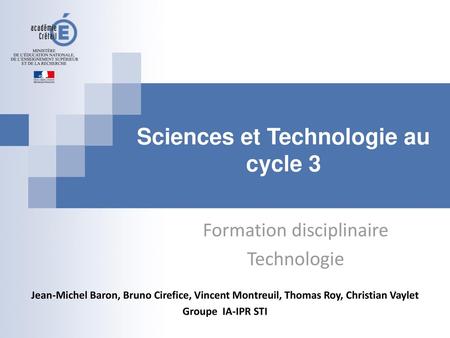 Sciences et Technologie au cycle 3