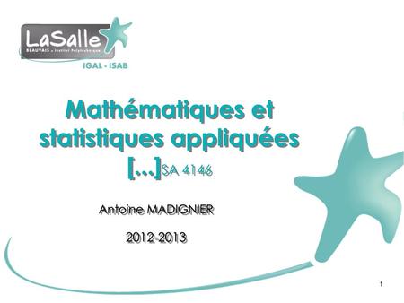 Mathématiques et statistiques appliquées [...]SA 4146