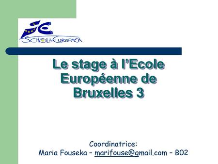 Le stage à l’Ecole Européenne de Bruxelles 3