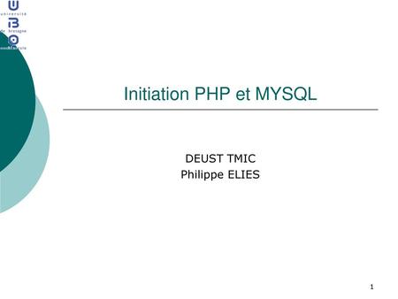 Initiation PHP et MYSQL