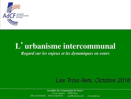 L’urbanisme intercommunal