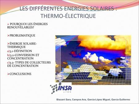 LES DIFFÉRENTES ENERGIES SOLAIRES : thermo-électrique