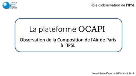 Observation de la Composition de l’Air de Paris à l’IPSL
