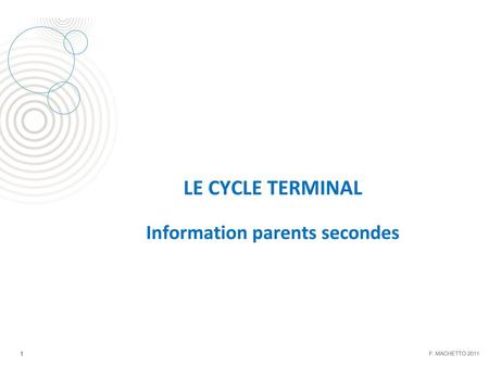 Information parents secondes