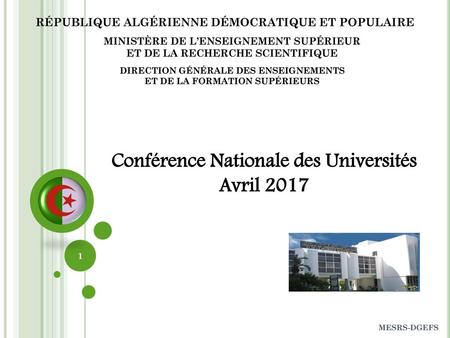Conférence Nationale des Universités Avril 2017