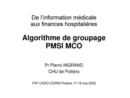 FHF UHSO-CORIM Poitiers mai 2005