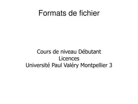 Cours de niveau Débutant Licences Université Paul Valéry Montpellier 3