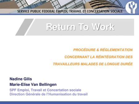 Return To Work Nadine Gilis Marie-Elise Van Bellingen
