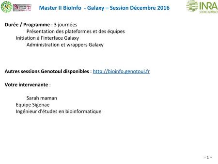 Master II BioInfo - Galaxy – Session Décembre 2016
