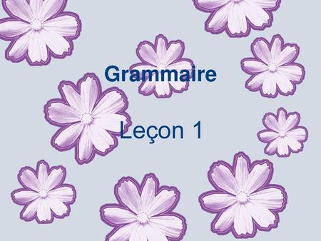 Grammaire Leçon 1.