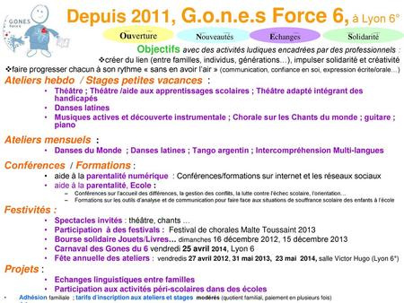Depuis 2011, G.o.n.e.s Force 6, à Lyon 6°