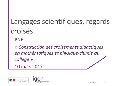 Langages scientifiques, regards croisés