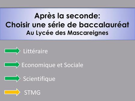 Choisir une série de baccalauréat Au Lycée des Mascareignes
