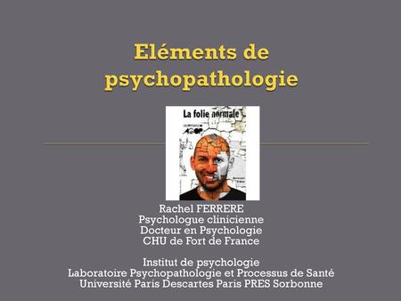 Eléments de psychopathologie