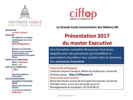 Présentation 2017 du master Executive