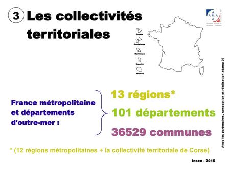 Les collectivités territoriales 3 13 régions* 101 départements