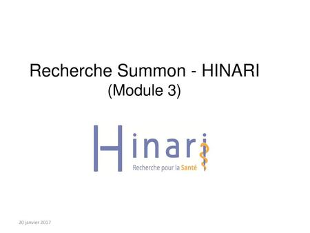 Recherche Summon - HINARI (Module 3)