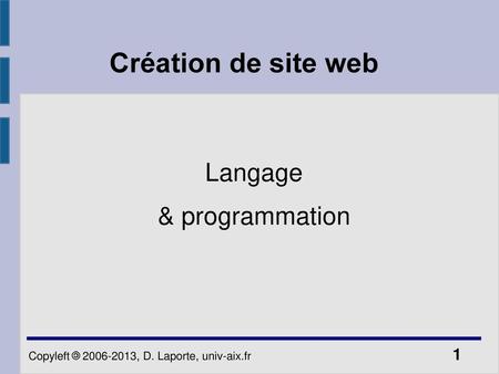 Création de site web Langage & programmation.