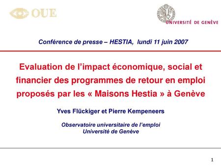 Conférence de presse – HESTIA,  lundi 11 juin 2007