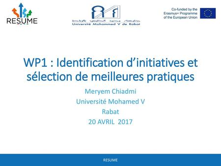 Meryem Chiadmi Université Mohamed V Rabat 20 AVRIL 2017